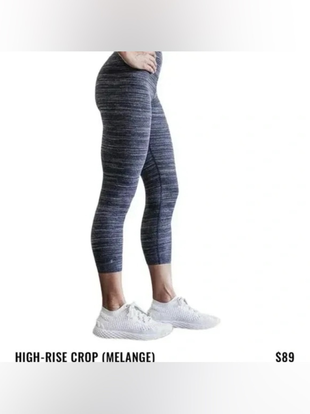NOBULL High-Rise Crop Melange Leggings in Heathered Navy/Gray
